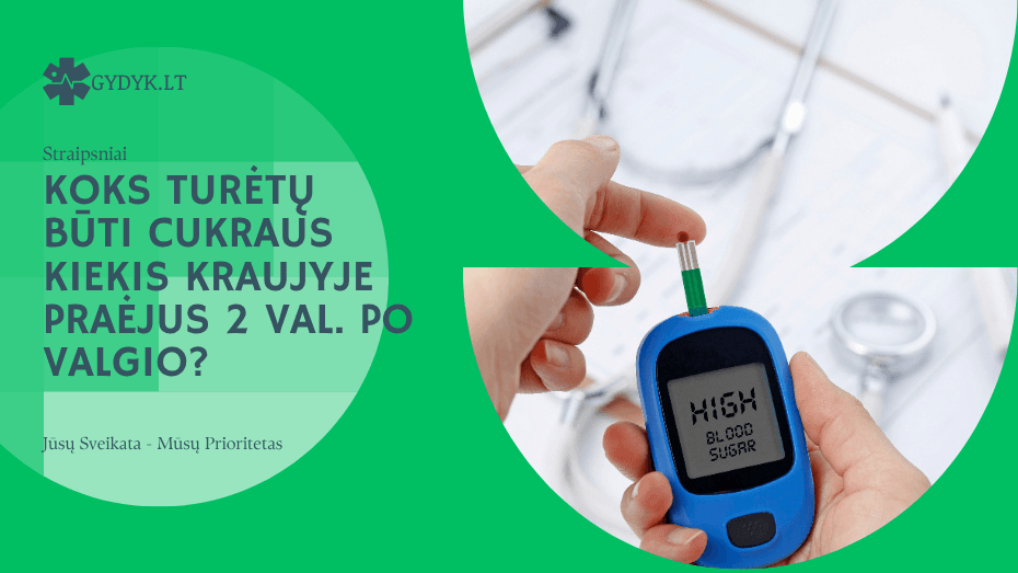 Koks turėtų būti cukraus kiekis kraujyje praėjus 2 val. po valgio