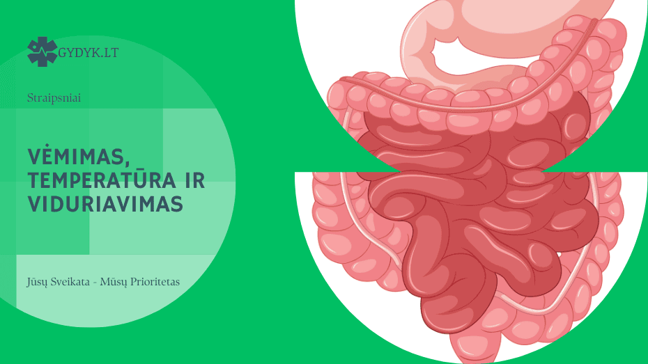 Vėmimas, temperatūra ir viduriavimas