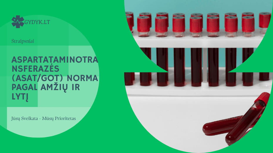 Aspartataminotransferazės (ASAT/GOT) norma pagal amžių ir lytį