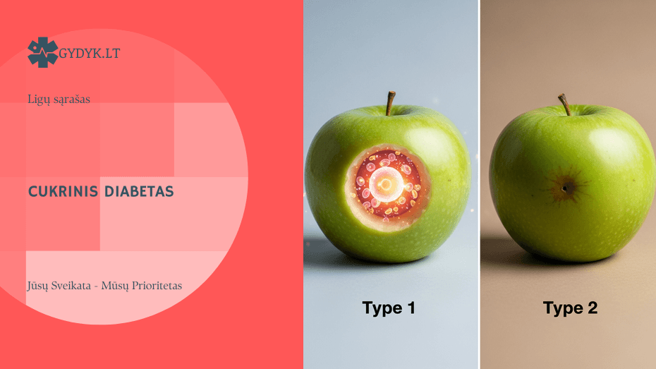 Iliustracija: 1 ir 2 tipo cukrinis diabetas: skirtumai, simptomai, gydymas ir mityba